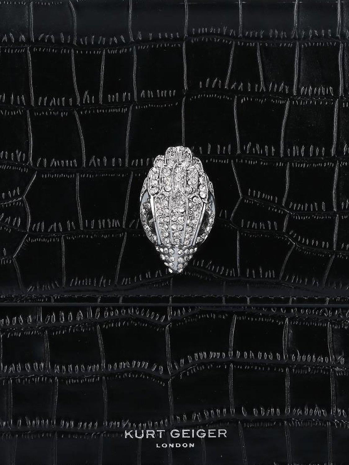 Product image 3 of 3, which shows Kurt Geiger London Shoreditch 1963 Croc-Look Leather Cross Body Bag, Black