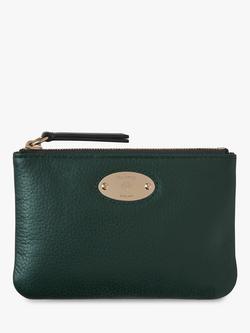 Mulberry Plaque Small Classic Grain Leather Zip Coin Pouch, Mulberry Green