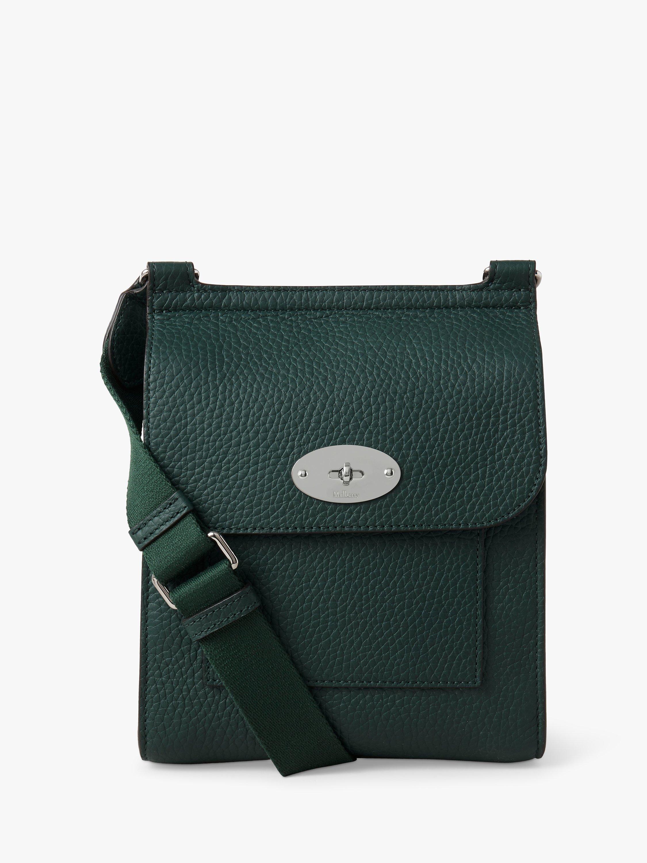 Product image 1 of 6, which shows Mulberry Small Antony Heavy Grain Leather Satchel, Mulberry Green