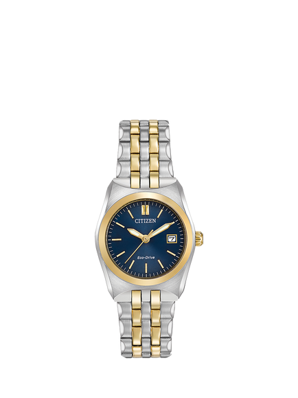 Citizen EW2294-53L Women's Eco-Drive Date Two Tone Bracelet Strap Watch, Gold/Silver/Blue, Gold/Silver/Blue