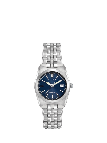 Citizen EW2290-54L Women's Eco-Drive Date Bracelet Strap Watch, Silver/Blue, Silver/Blue