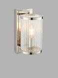 Bay Lighting Claris Ribbed Glass Wall Light, Clear/Nickel