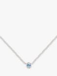 E.W Adams 9ct Gold Solitaire Aquamarine Pendant Necklace, White Gold