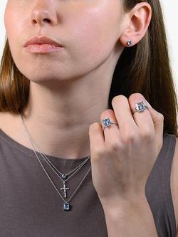 E.W Adams 9ct Gold Solitaire Aquamarine Pendant Necklace, White Gold - view 2, White Gold