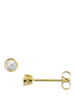 E.W Adams 18ct Yellow Gold Round Rub Over Set Diamond Stud Earrings, 0.15ct, Gold