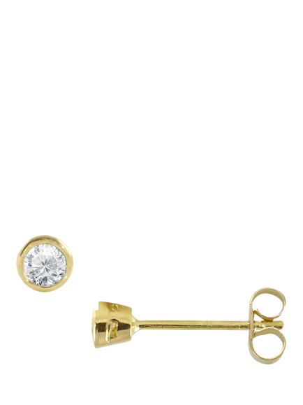 E.W Adams 18ct Yellow Gold Round Rub Over Set Diamond Stud Earrings, 0.15ct, Gold