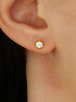 E.W Adams 18ct Yellow Gold Round Rub Over Set Diamond Stud Earrings, 0.15ct - view 2, Gold