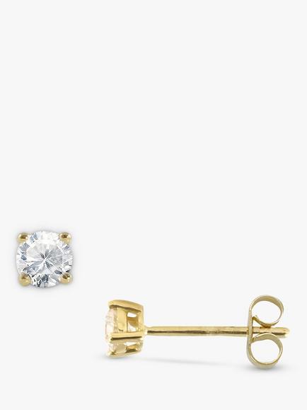 E.W Adams 9ct Yellow Gold Round Brilliant Cut Diamond Stud Earrings, 0.10ct, Yellow Gold