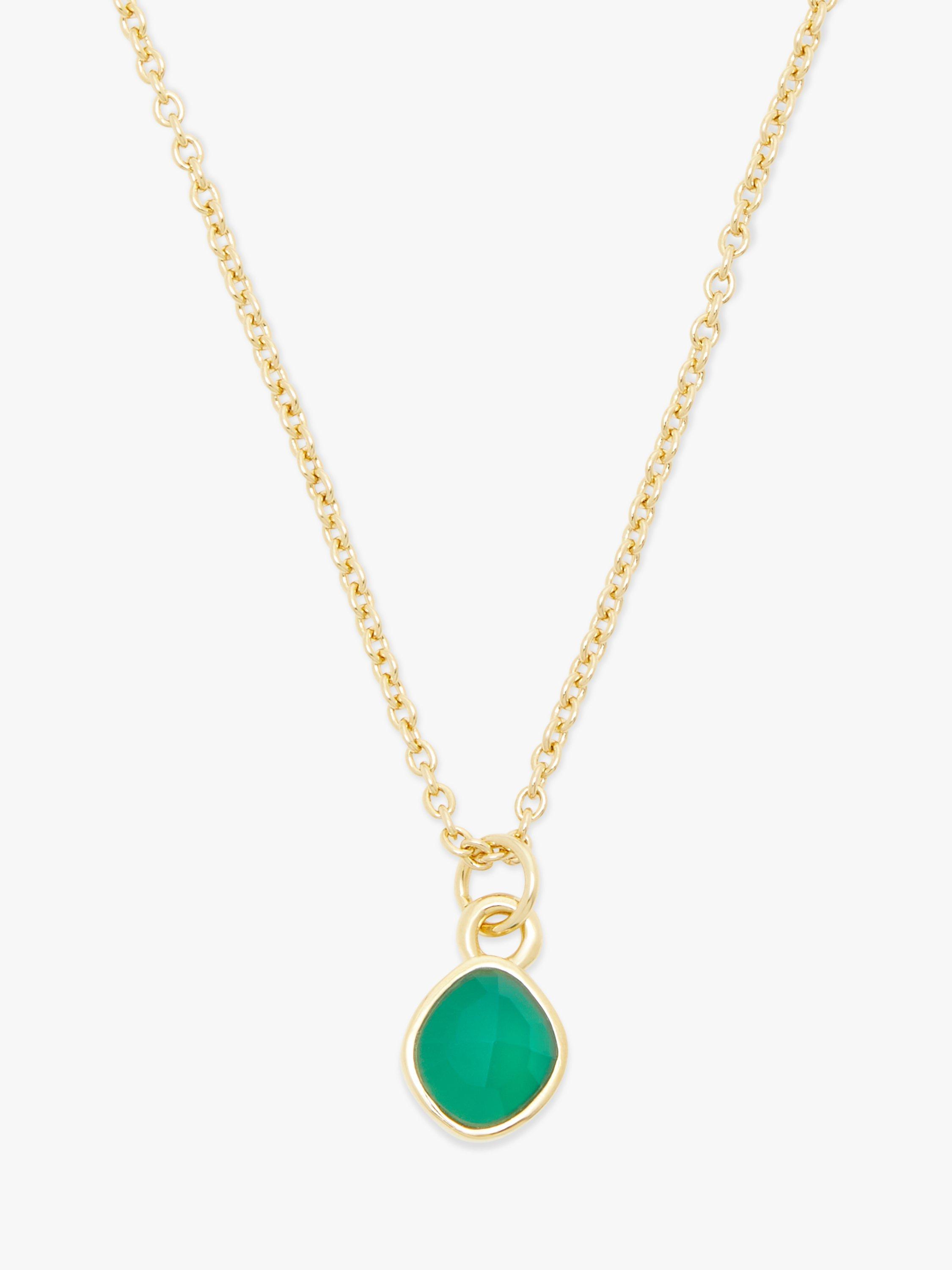 Product image 3 of 3, which shows John Lewis Gemstones Pendant Necklace, Gold/Green Agate