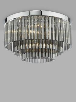 Där Logan Smoked Crystal Flush Ceiling Light, Smoke/Polished Chrome