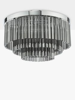 Där Logan Smoked Crystal Flush Ceiling Light - view 2, Smoke/Polished Chrome
