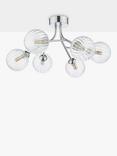 Där Yiska Ribbed Glass Semi Flush Ceiling Light, Clear/Polished Chrome