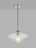 Där Edmond Ribbed Glass Ceiling Light, Clear/Polished Chrome