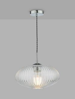 Där Edmond Ribbed Glass Ceiling Light, Clear/Polished Chrome, Clear/Polished Chrome