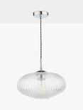 Där Edmond Ribbed Glass Ceiling Light, Clear/Polished Chrome