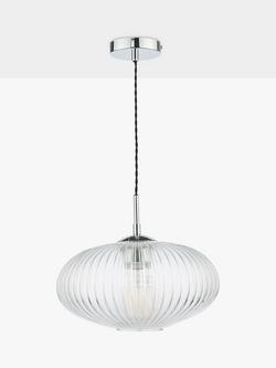 Där Edmond Ribbed Glass Ceiling Light, Clear/Polished Chrome - view 2, Clear/Polished Chrome