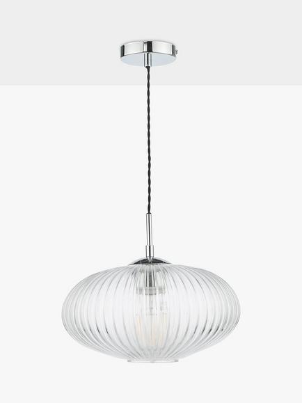 Där Edmond Ribbed Glass Ceiling Light, Clear/Polished Chrome - view 2, Clear/Polished Chrome