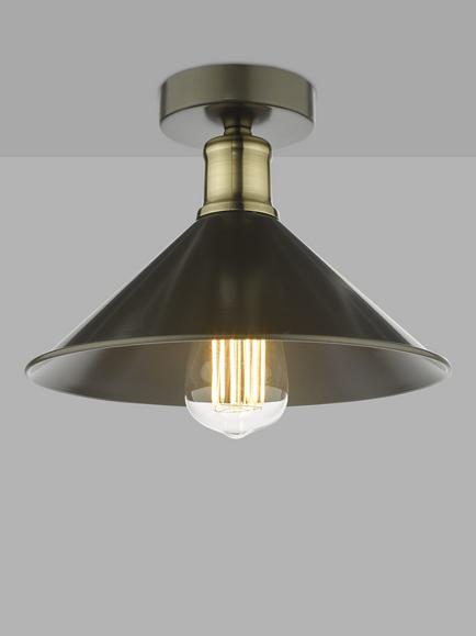 Där Jalen Flush Ceiling Light, Graphite/Antique Brass, Graphite/Antique Brass