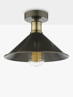 Där Jalen Flush Ceiling Light, Graphite/Antique Brass - view 2, Graphite/Antique Brass
