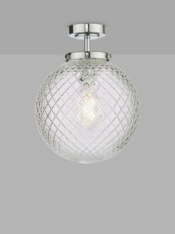 Där Wayne Textured Glass Bathroom Ceiling Light, Clear/Polished Chrome, Clear/Polished Chrome