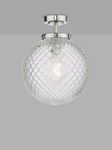 Där Wayne Textured Glass Bathroom Ceiling Light, Clear/Polished Chrome, Clear/Polished Chrome