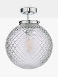 Där Wayne Textured Glass Bathroom Ceiling Light, Clear/Polished Chrome