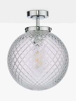 Där Wayne Textured Glass Bathroom Ceiling Light, Clear/Polished Chrome - view 2, Clear/Polished Chrome