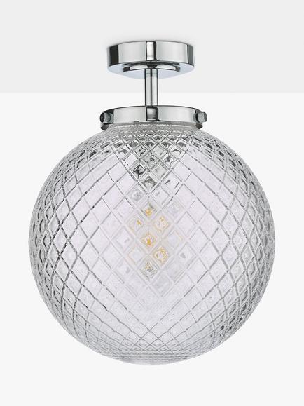 Där Wayne Textured Glass Bathroom Ceiling Light, Clear/Polished Chrome - view 2, Clear/Polished Chrome