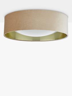 Där Nysa Velvet Flush Ceiling Light, Medium - view 2, Smooth Taupe