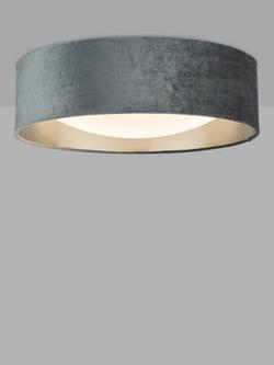 Där Nysa Velvet Flush Ceiling Light, Medium, Smooth Grey