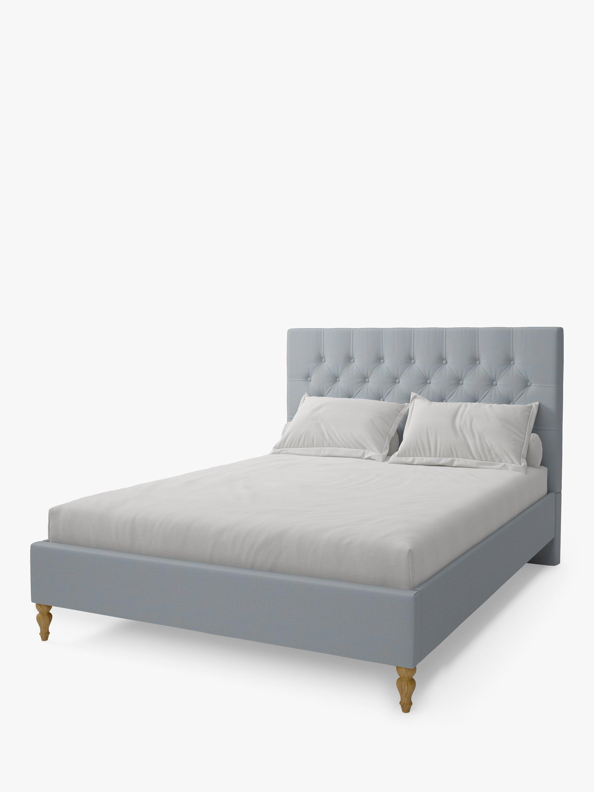 Koti Home Eden Upholstered Bed Frame, Super King Size, Classic Linen Look Duck Egg