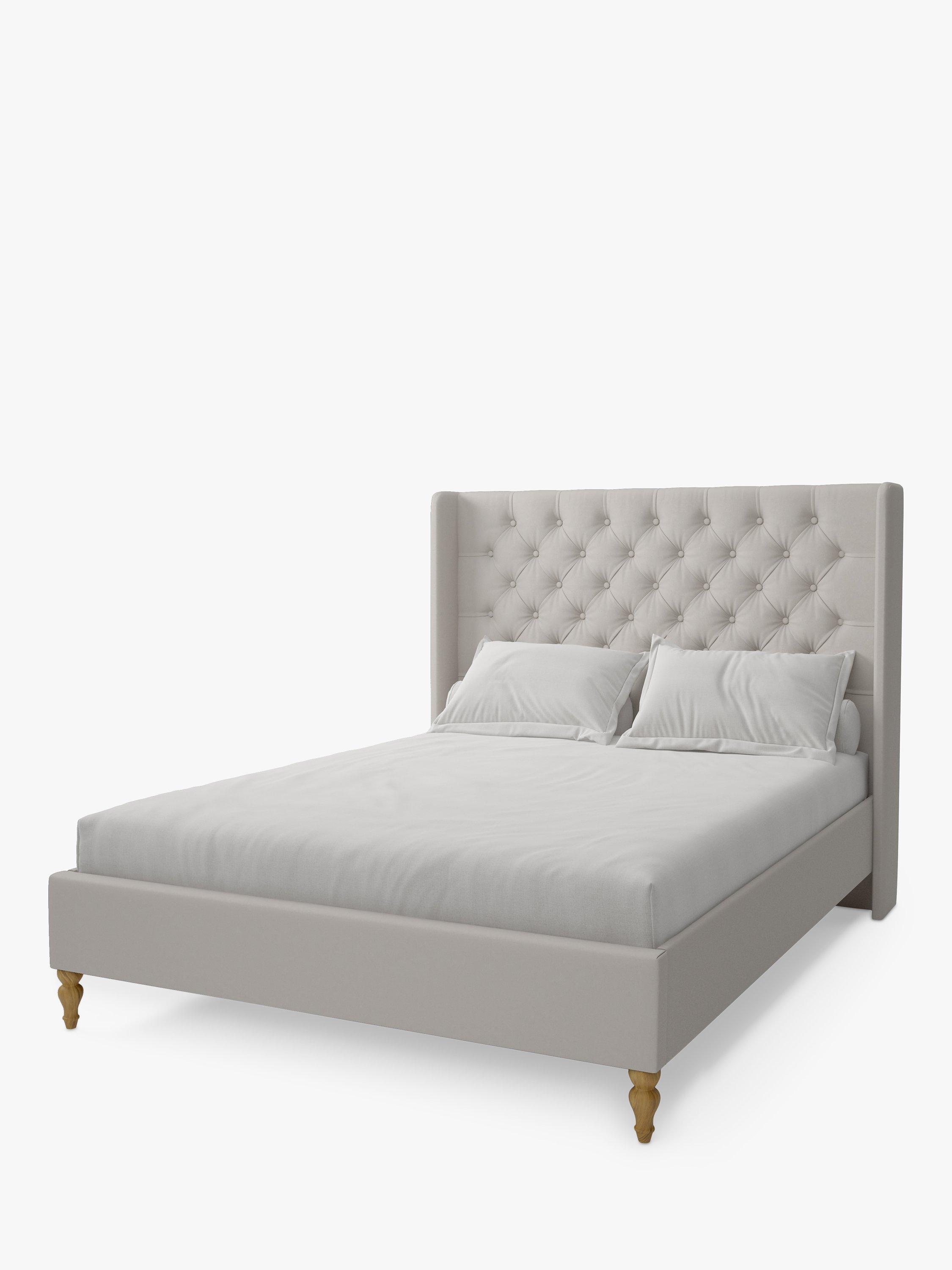 Koti Home Astley Upholstered Bed Frame, King Size, Luxe Velvet Silver
