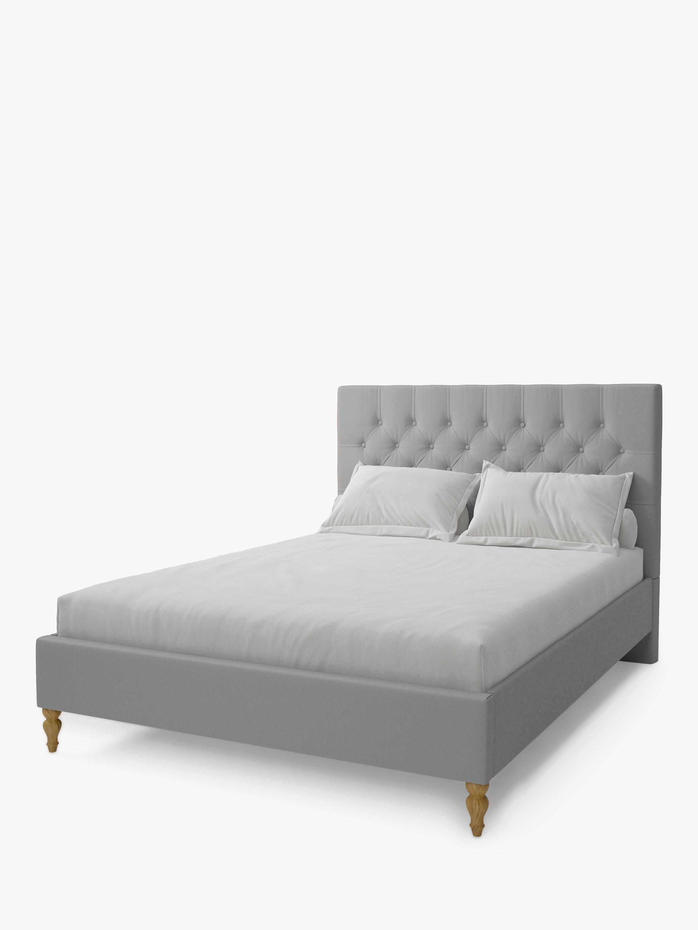 Koti Home Eden Upholstered Bed Frame, King Size, Classic Linen Look Mid-Grey
