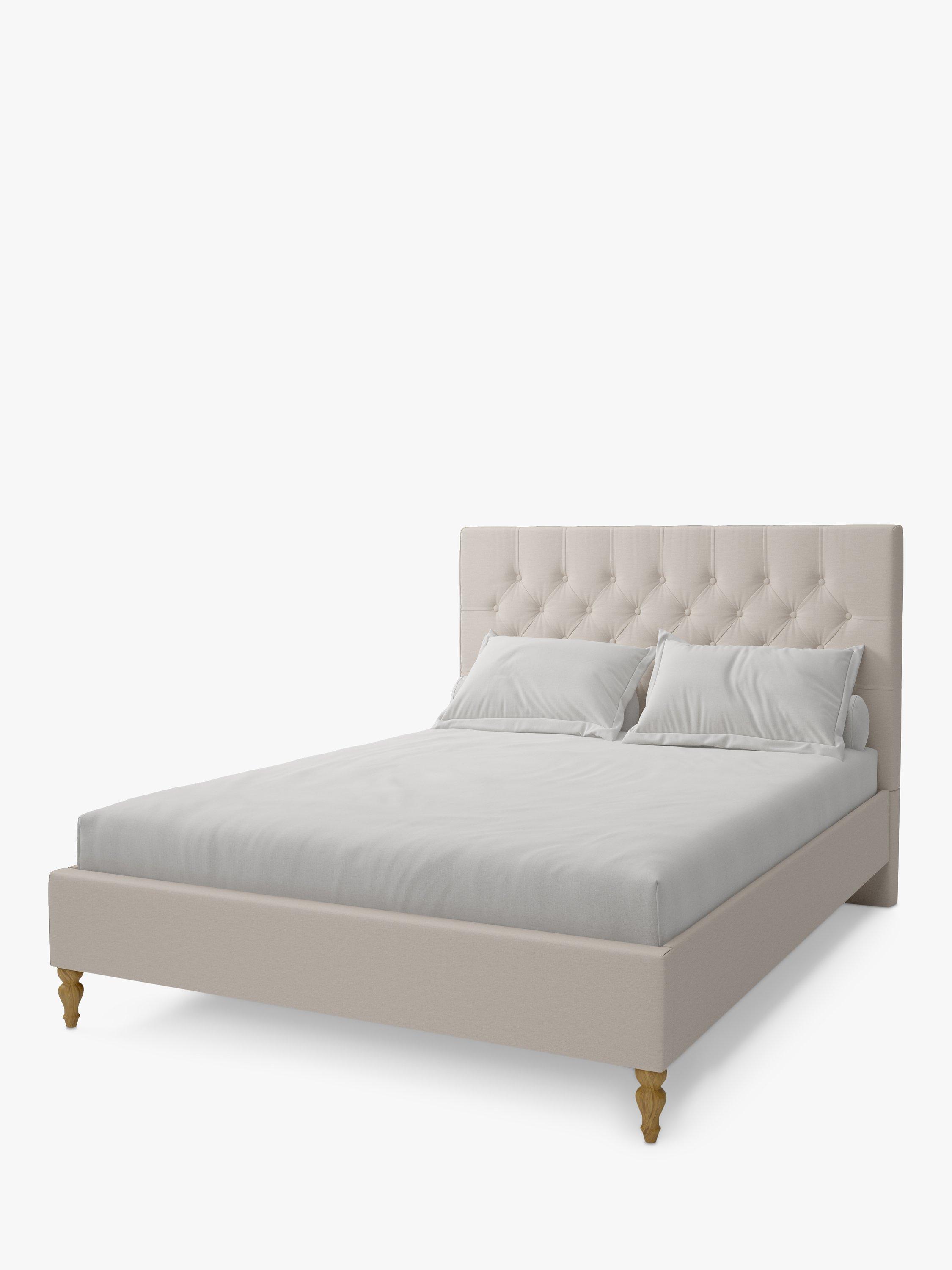 Koti Home Eden Upholstered Bed Frame, Super King Size, Classic Linen Look Beige