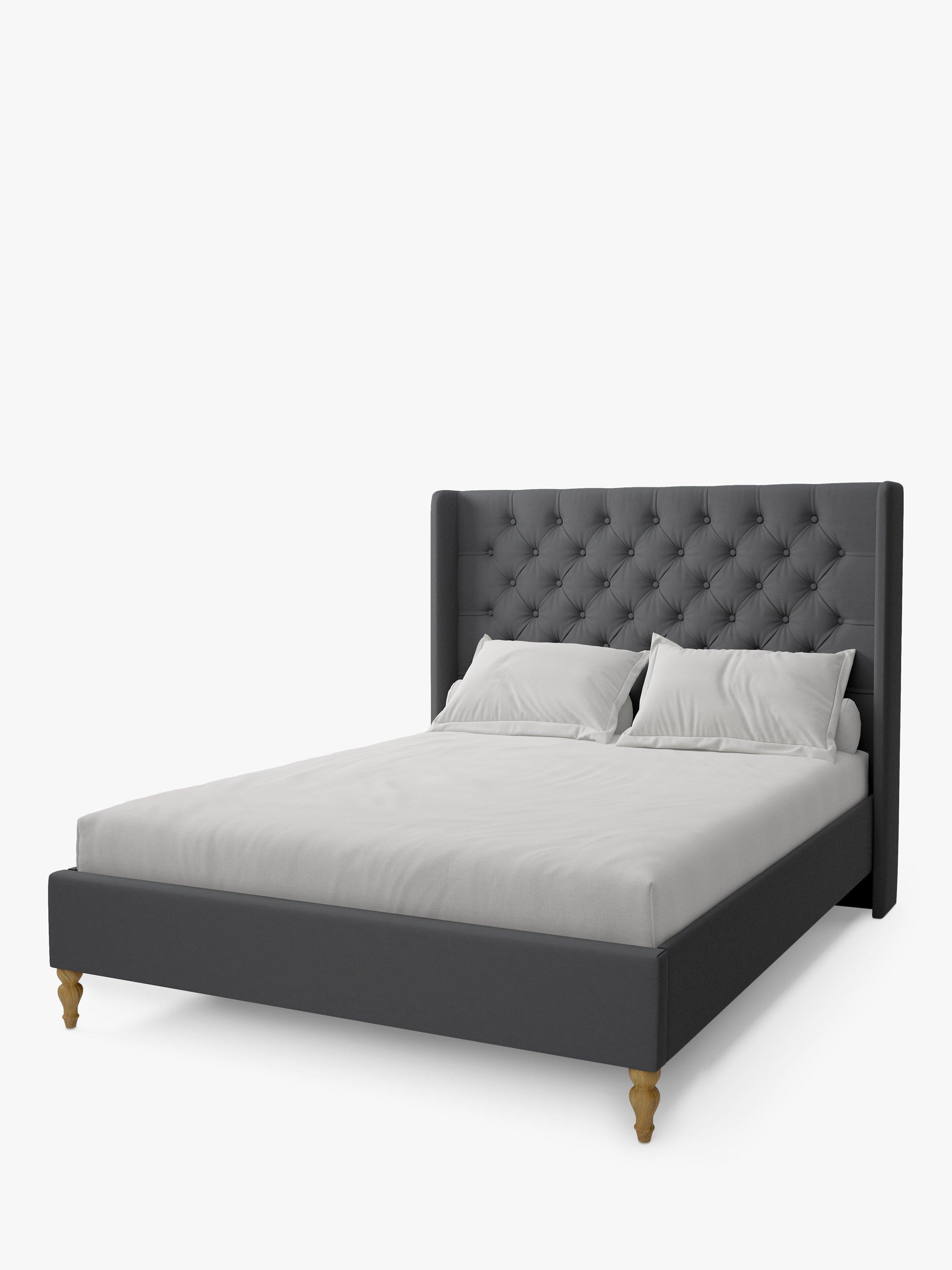 Koti Home Astley Upholstered Bed Frame, Double, Luxe Velvet Granite