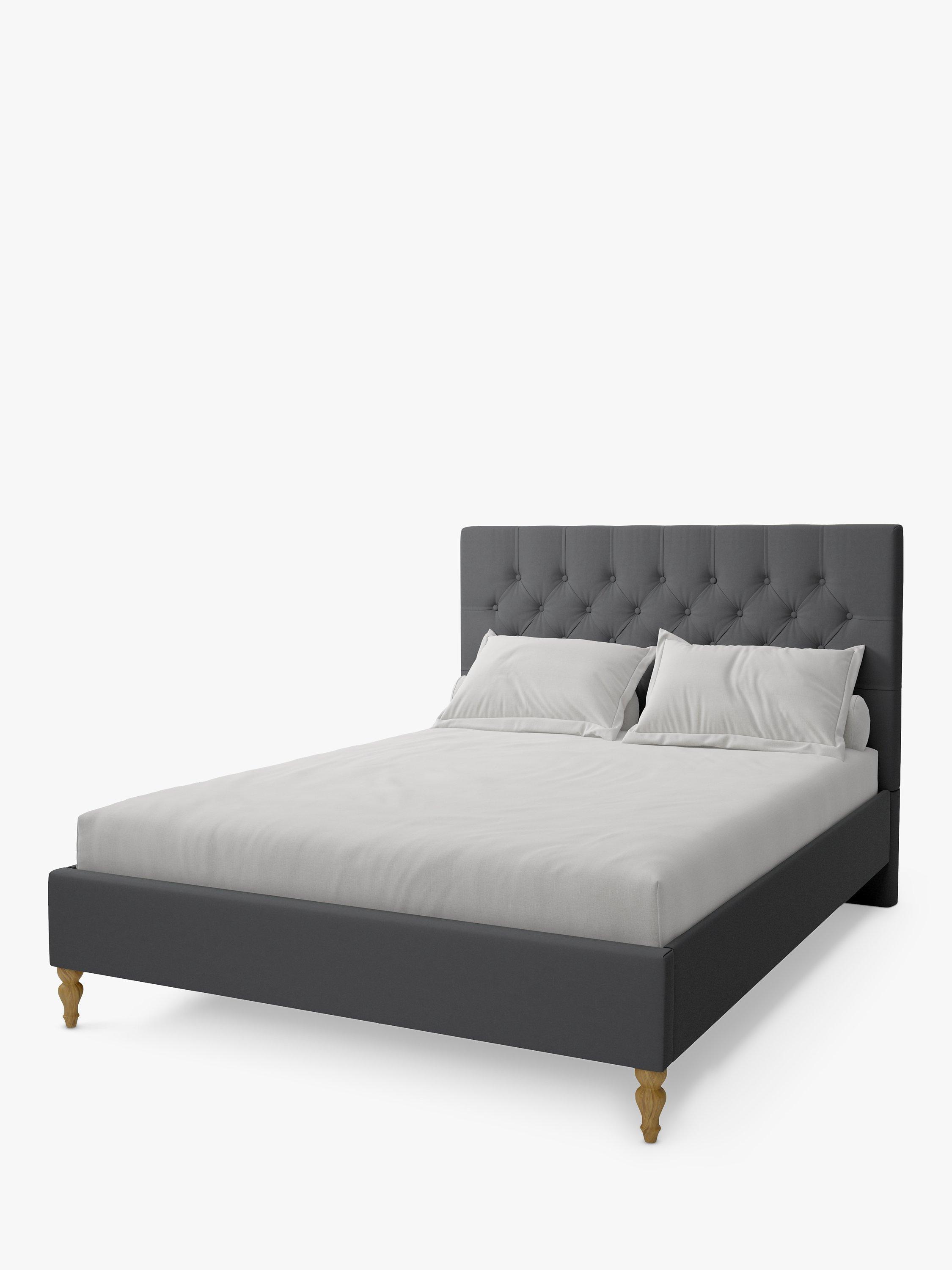 Koti Home Eden Upholstered Bed Frame, Super King Size, Luxe Velvet Granite