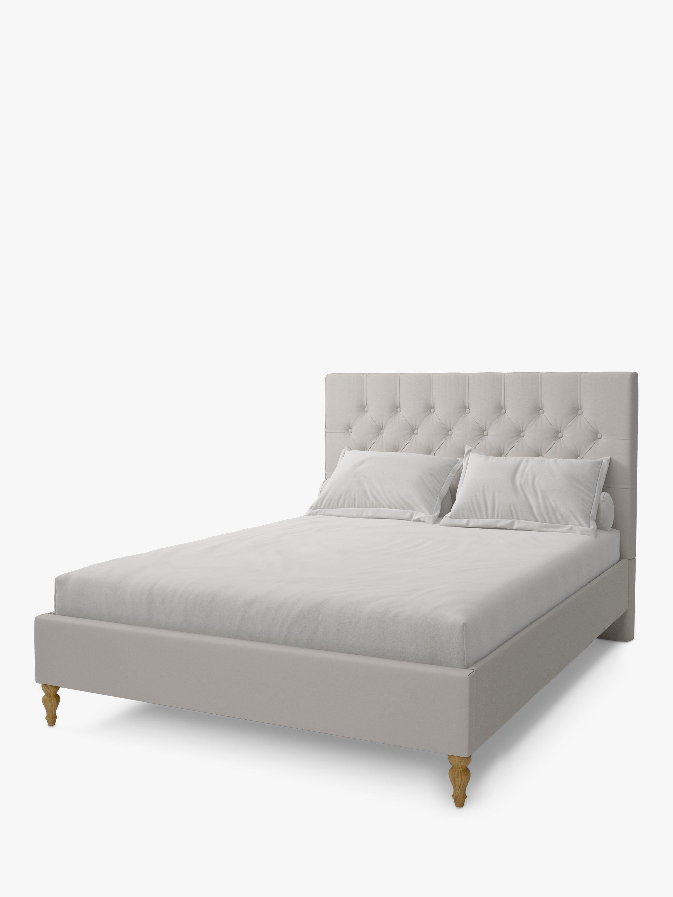 Koti Home Eden Upholstered Bed Frame, Double, Luxe Velvet Silver