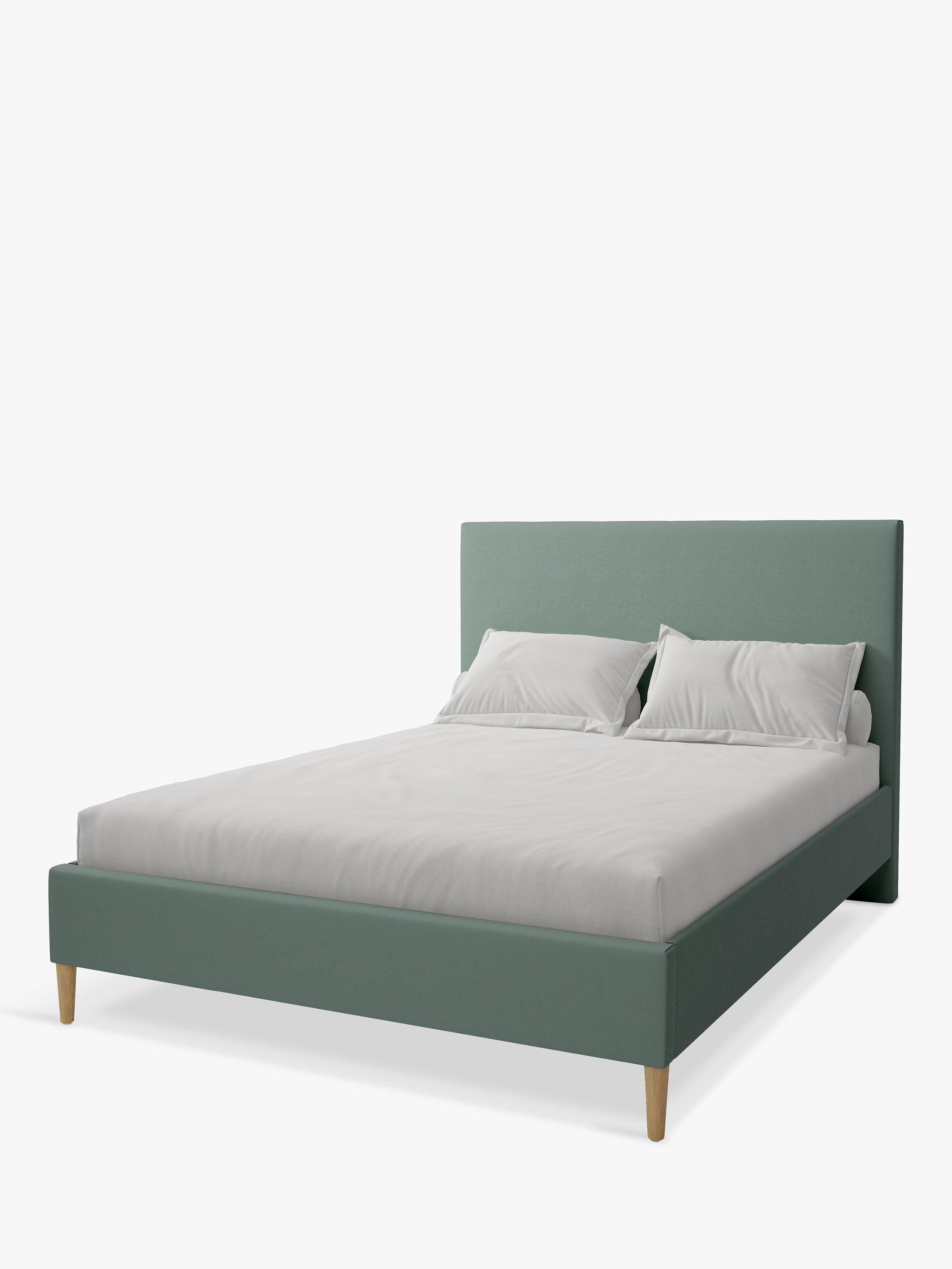 Koti Home Dee Upholstered Bed Frame, Double, Vintage Velvet Airforce