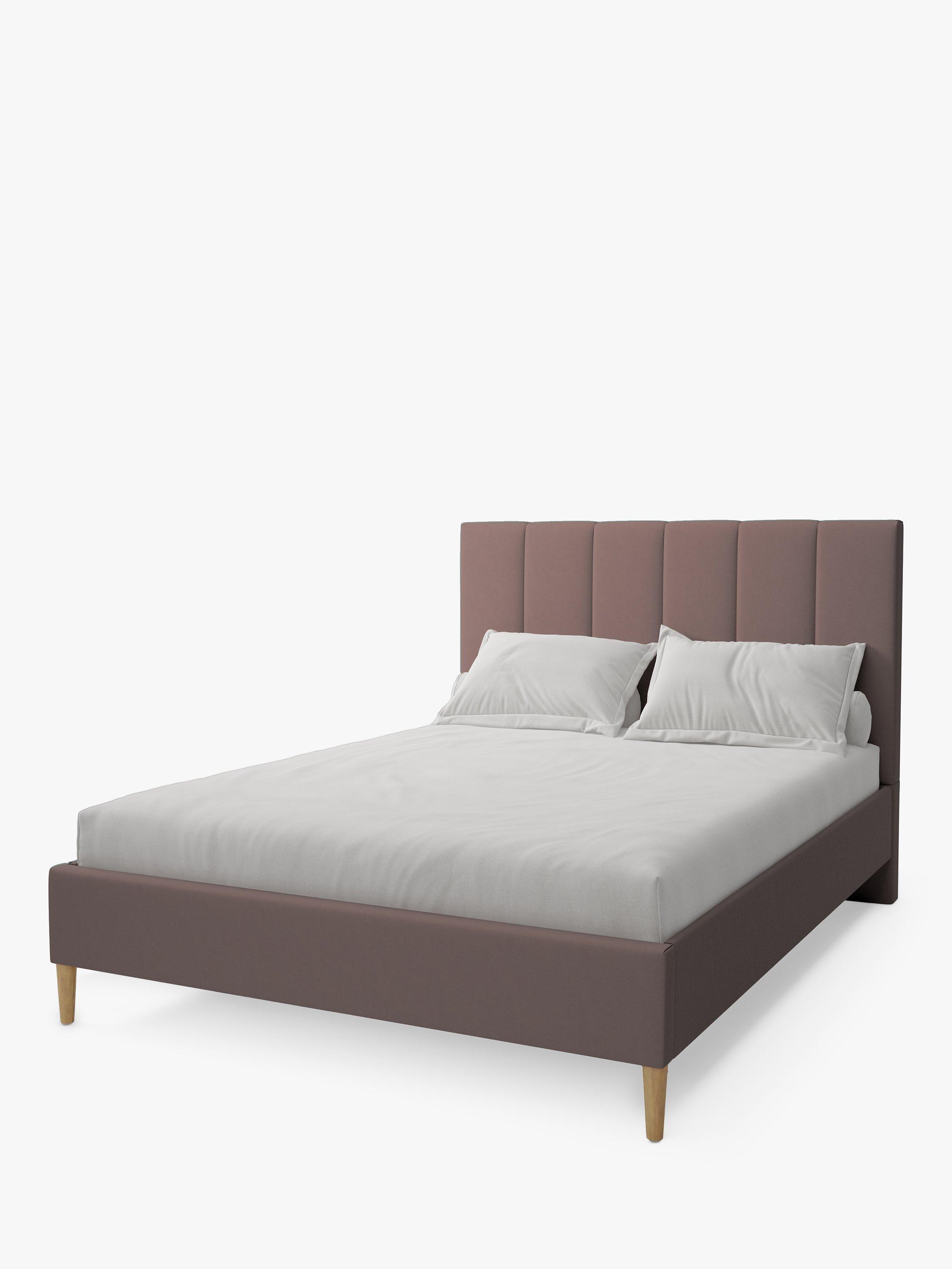 Koti Home Avon Upholstered Bed Frame, Double, Vintage Velvet Heather