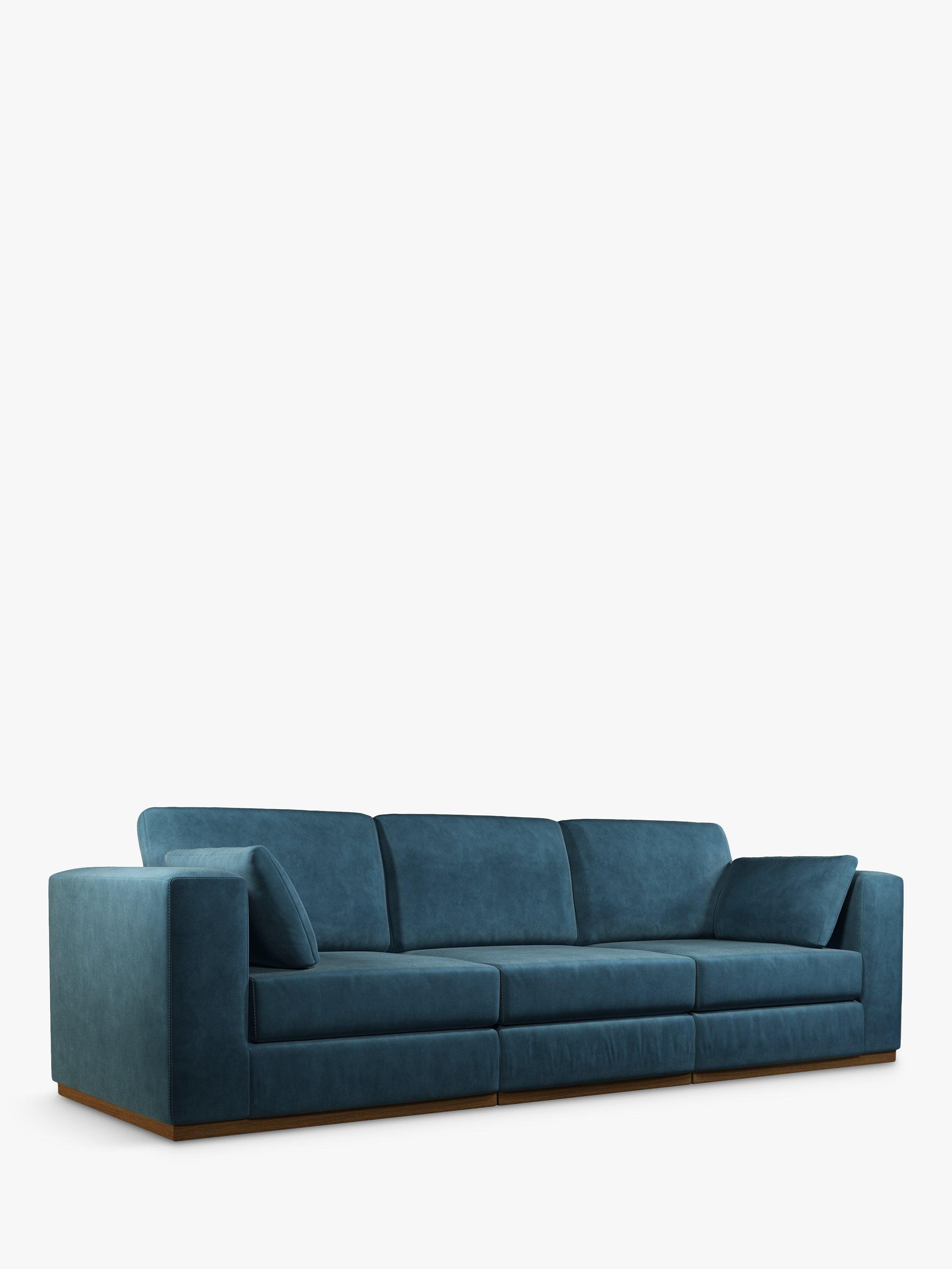 Rubik Range, John Lewis + Swoon Rubik Large 3 Seater Sofa, Lake Blue Velvet