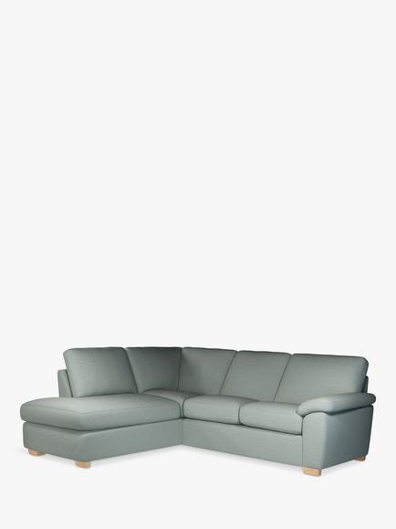 John Lewis Camden 5+ Seater LHF Corner End Chaise Unit, Light Leg - view 2, Easy Clean Chunky Chenille Seagrass