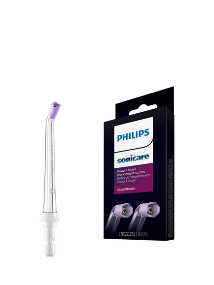 Philips Sonicare HX3062/00 Power Flosser Quad Stream Nozzle, Pack of 2, White