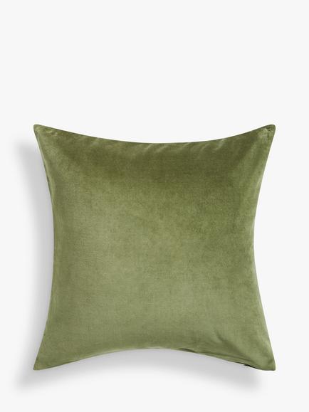 John Lewis Cotton Velvet Cushion, Green