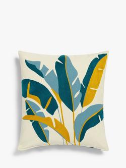 John Lewis Banana Leaves Cushion, Teal