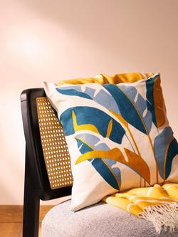 John Lewis Banana Leaves Cushion - view 2, Teal