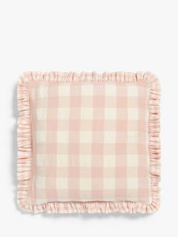 John Lewis Gingham Check Cushion, Plaster