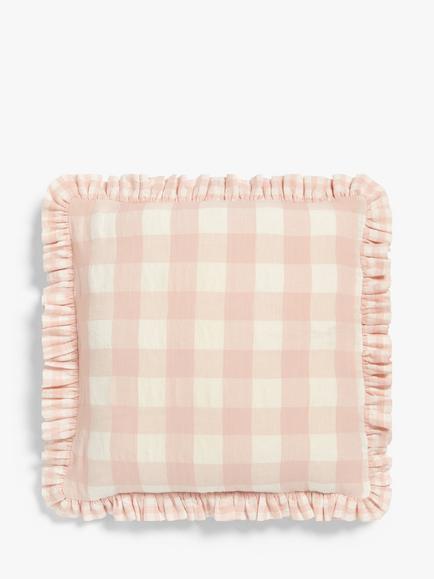 John Lewis Gingham Check Cushion, Plaster