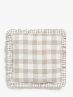 John Lewis Gingham Check Cushion, Natural
