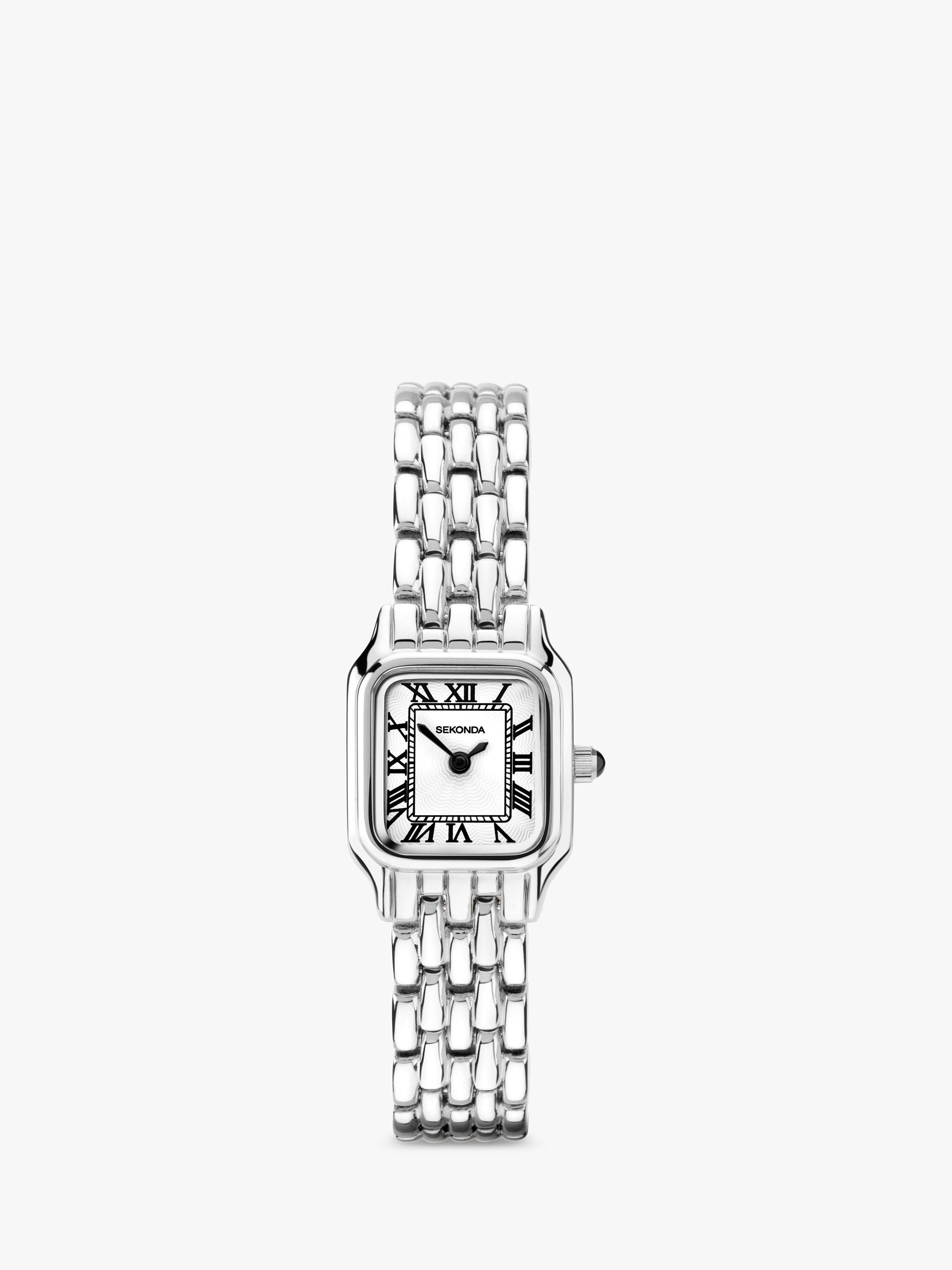 Product image 1 of 3, which shows Sekonda Women's Octagonal Bracelet Strap Watch, Silver/White 40143.27