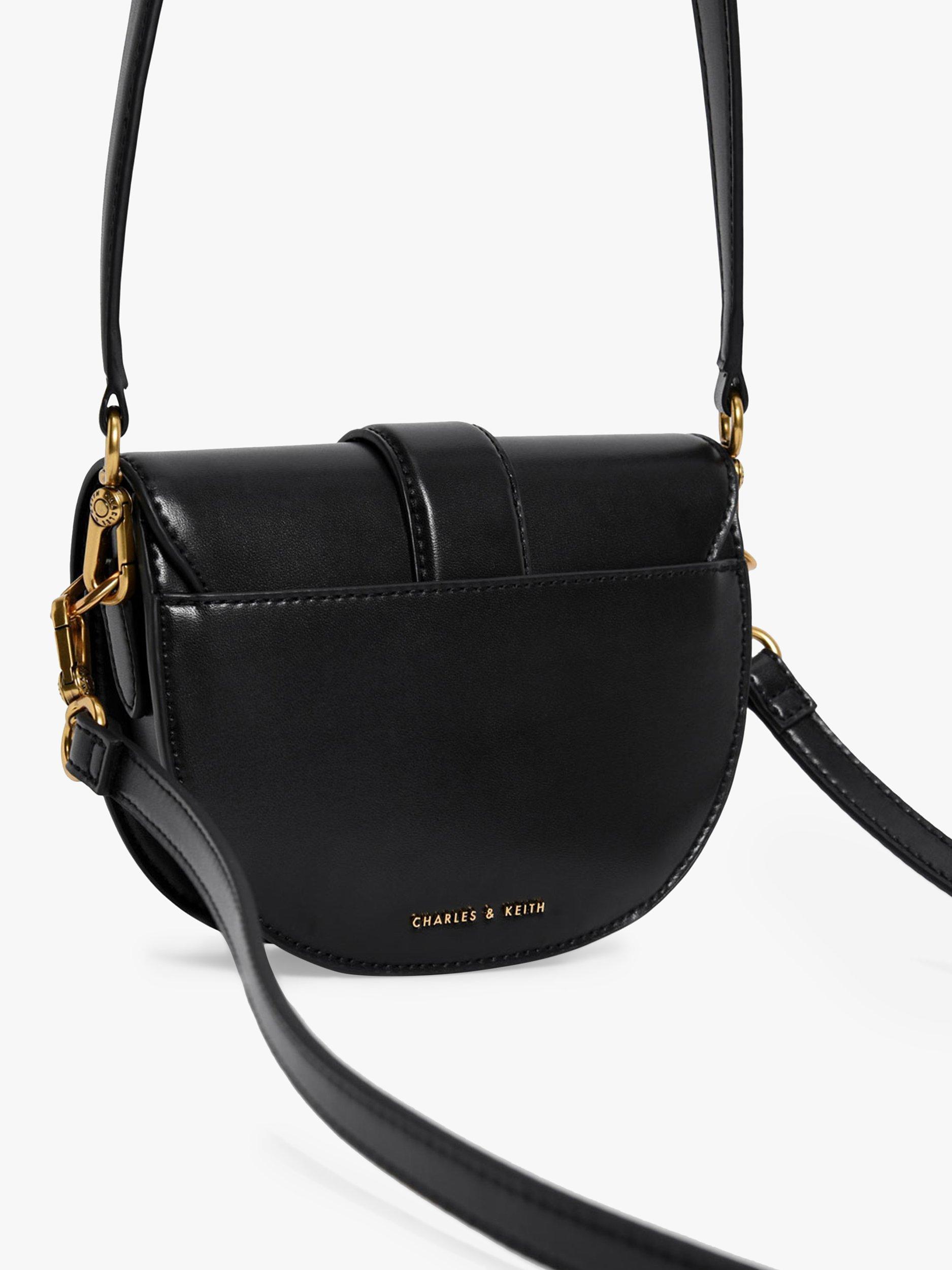 CHARLES KEITH Gabine Mini Faux Leather Saddle Bag Black